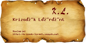 Krizsák Lóránt névjegykártya
